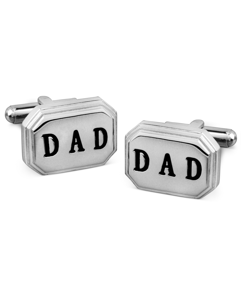 Mens Stainless Steel and Black Rhodium Cuff Links, Engraved Dad Cuff