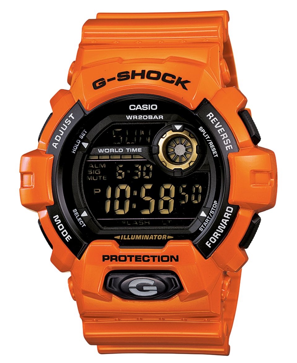 Shock Watch, Mens Digital Orange Resin Strap 46mm GR8900A 4