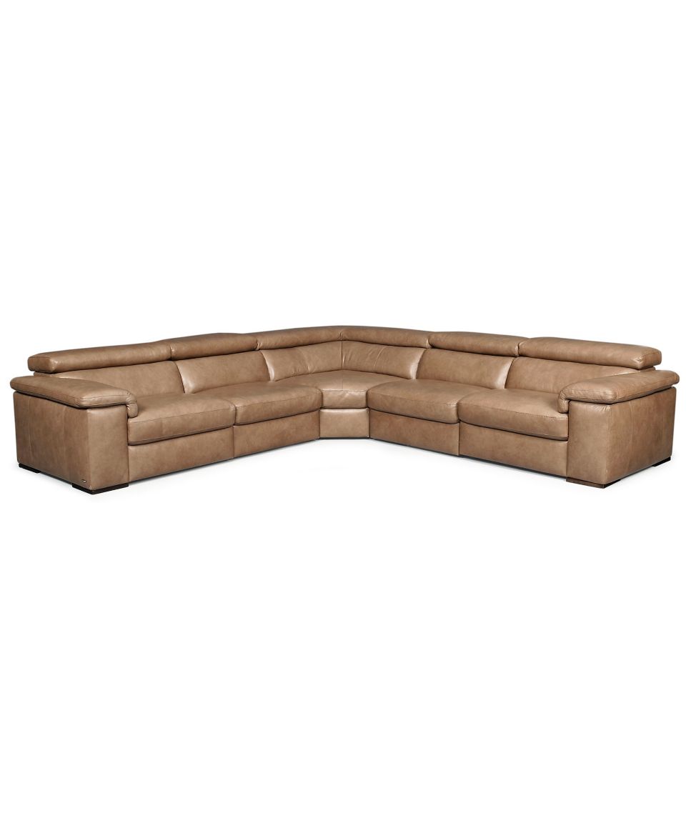 Gavin Leather Sectional Sofa, 6 Piece (Left Arm Facing Chair, 3 Armless Chairs, Corner Unit and Right Arm Facing Chaise) 128W x 161D x 30H   Furniture