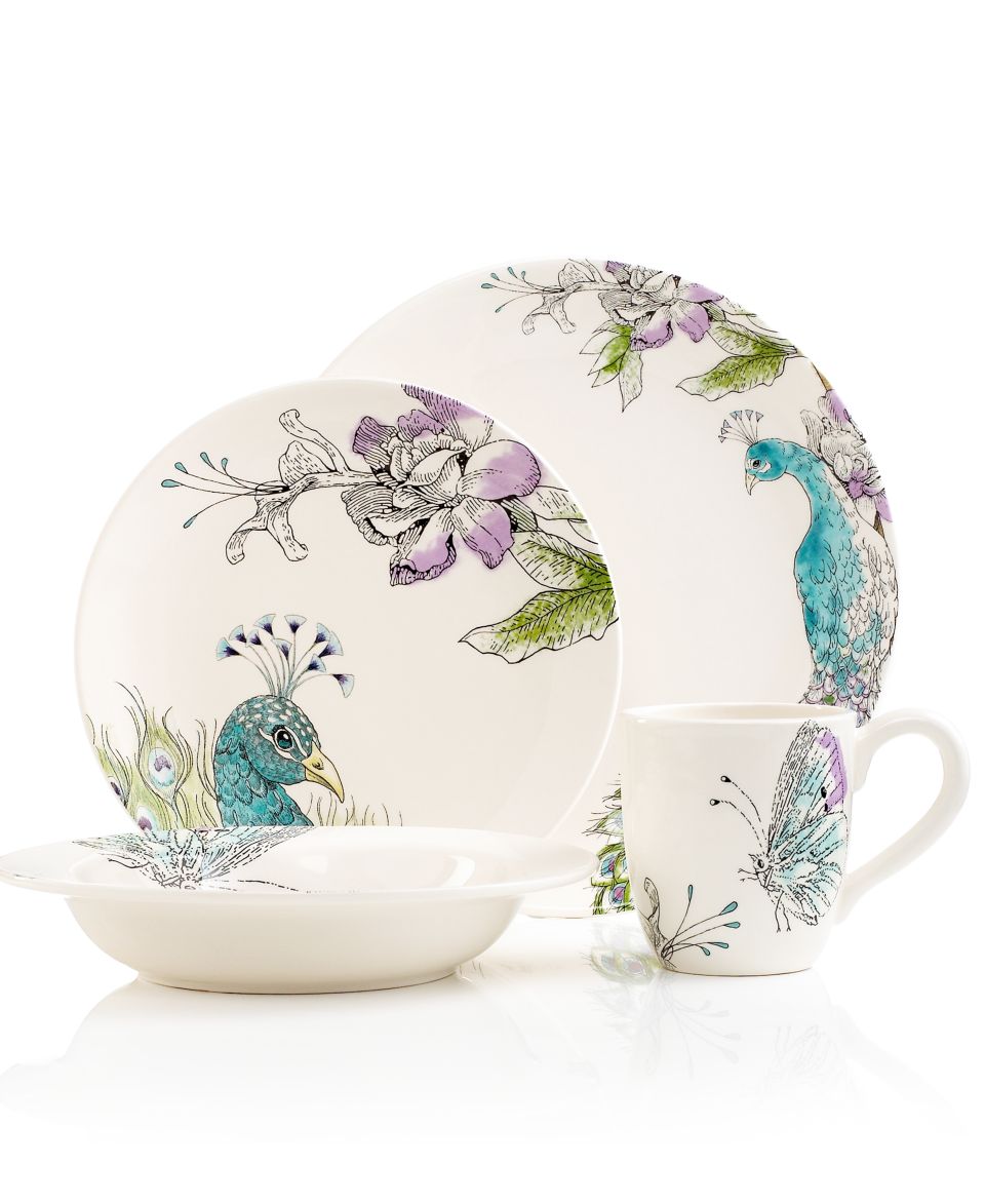 Edie Rose by Rachel Bilson Dinnerware, Peacock Feather 4 Piece Place