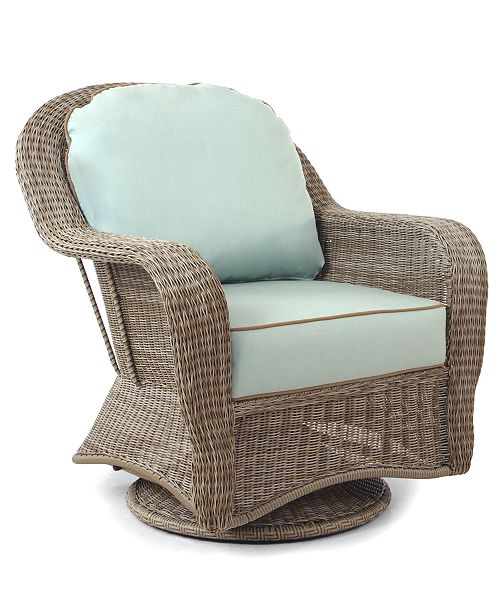 Furniture Sandy Cove Wicker Outdoor Swivel Glider With Sunbrella Cushion Created For Macy S Reviews Furniture Macy S