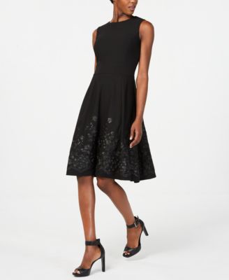 calvin klein black embroidered dress