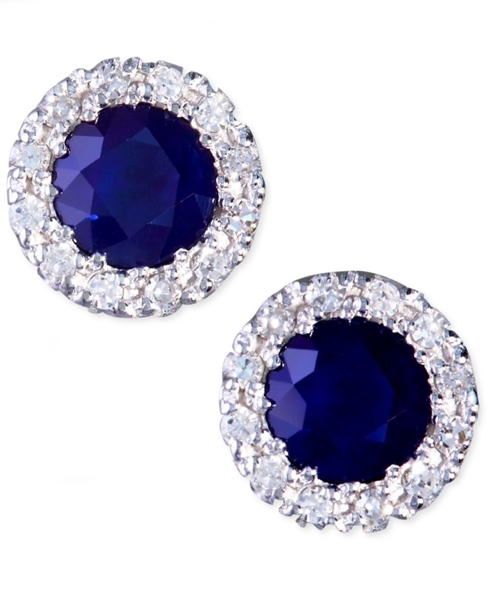 Effy Collection 14k White Gold Earrings, Sapphire (7/8 ct. t.w.) and