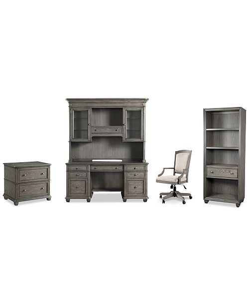 Furniture Sloane Home Office 5 Pc Set Credenza Hutch Lateral File Cabinet Open Bookcase Upholstered Desk Chair Reviews Furniture Macy S