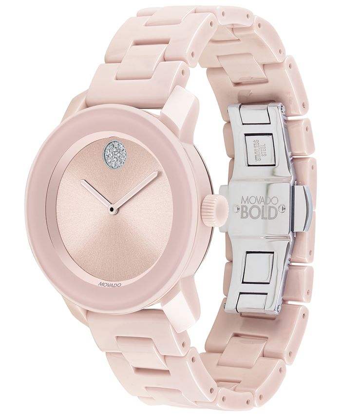 Movado Women's Swiss BOLD Blush Ceramic & Stainless Steel Bracelet