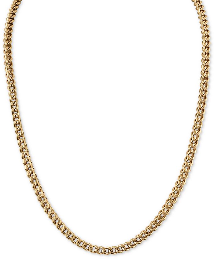 Foxtail Gold Chain / Real 10k Yellow Gold Solid Franco Foxtail Mens Men's Foxtail Chain Necklace Yellow Ion-plated Stainless Steel