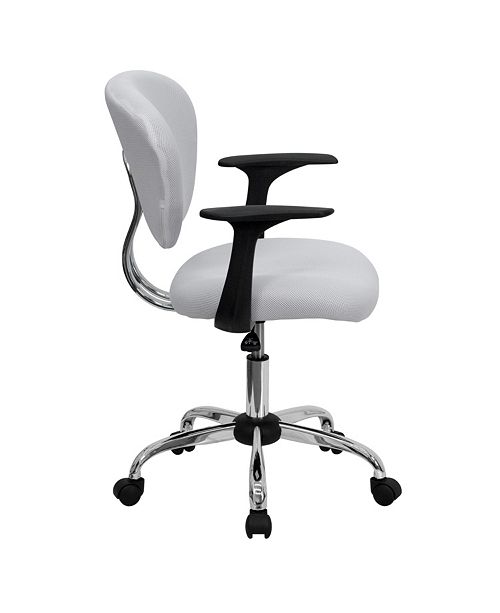 flash furniture mid back white mesh swivel task chair with chrome base and arms reviews furniture macy s