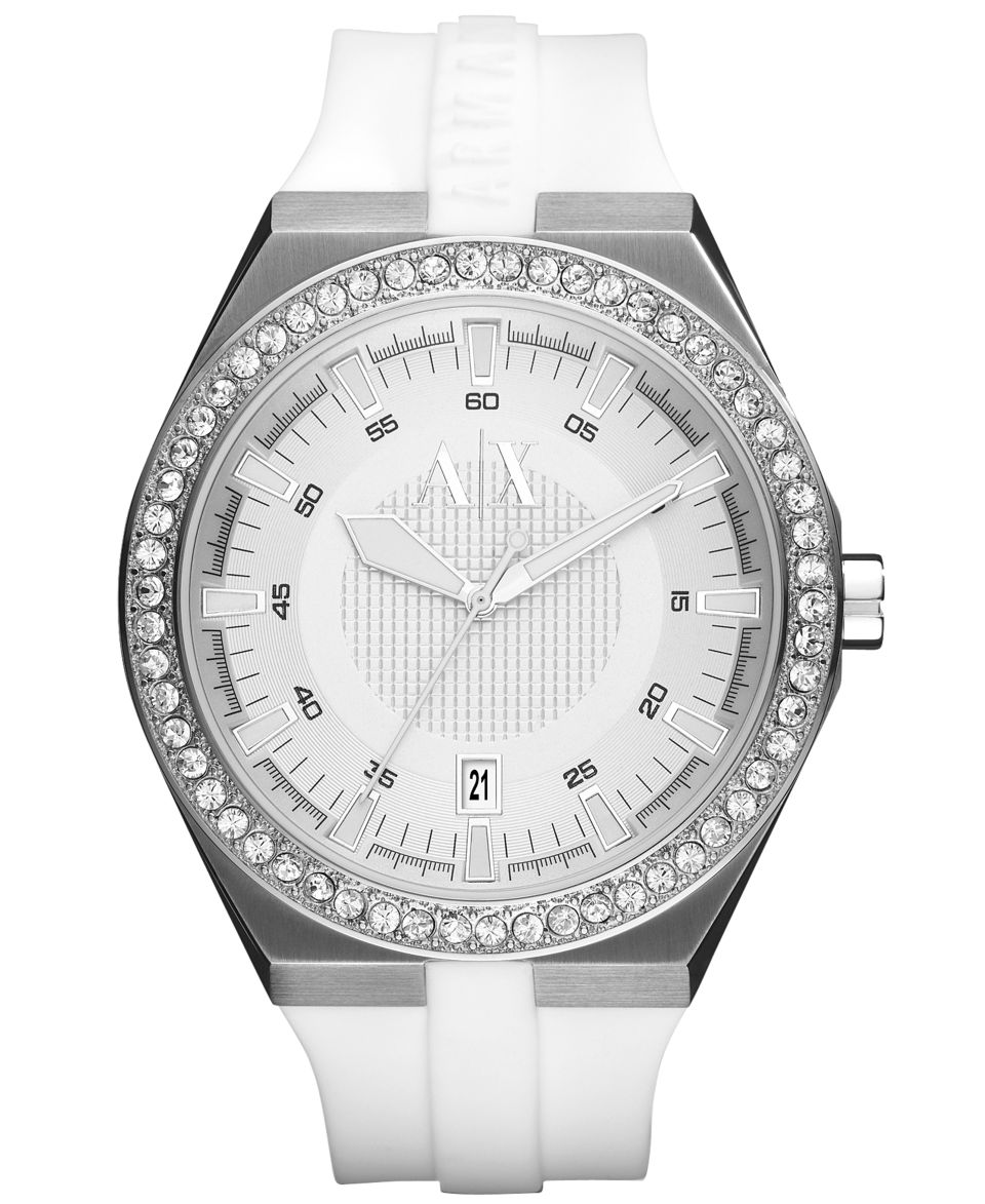 Armani Exchange Watch, Womens White Leather Strap 36mm AX5205