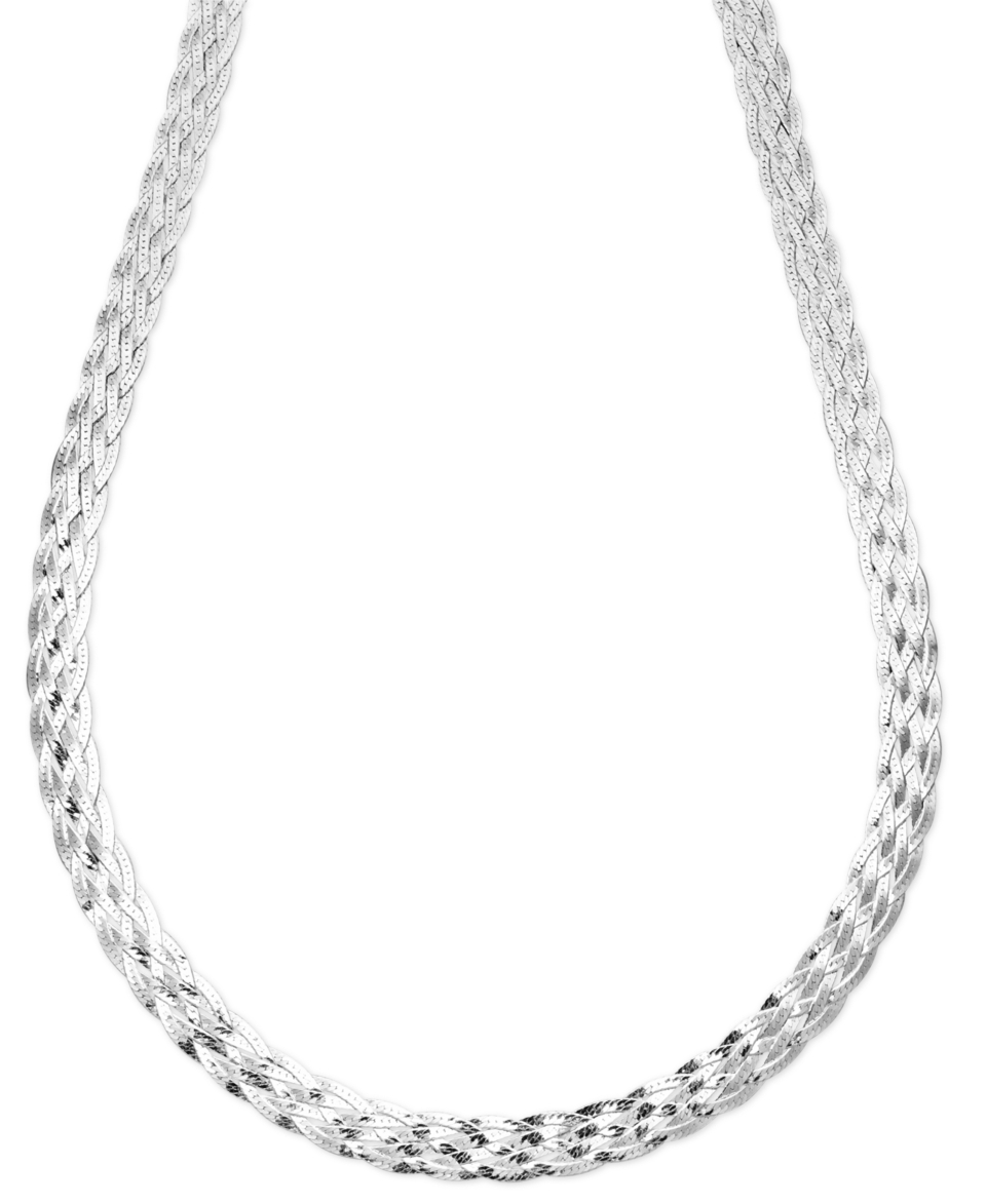 Giani Bernini Sterling Silver Necklace, Silver Braided Snake Necklace