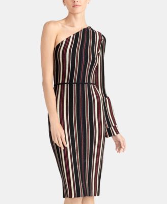one shoulder striped dress