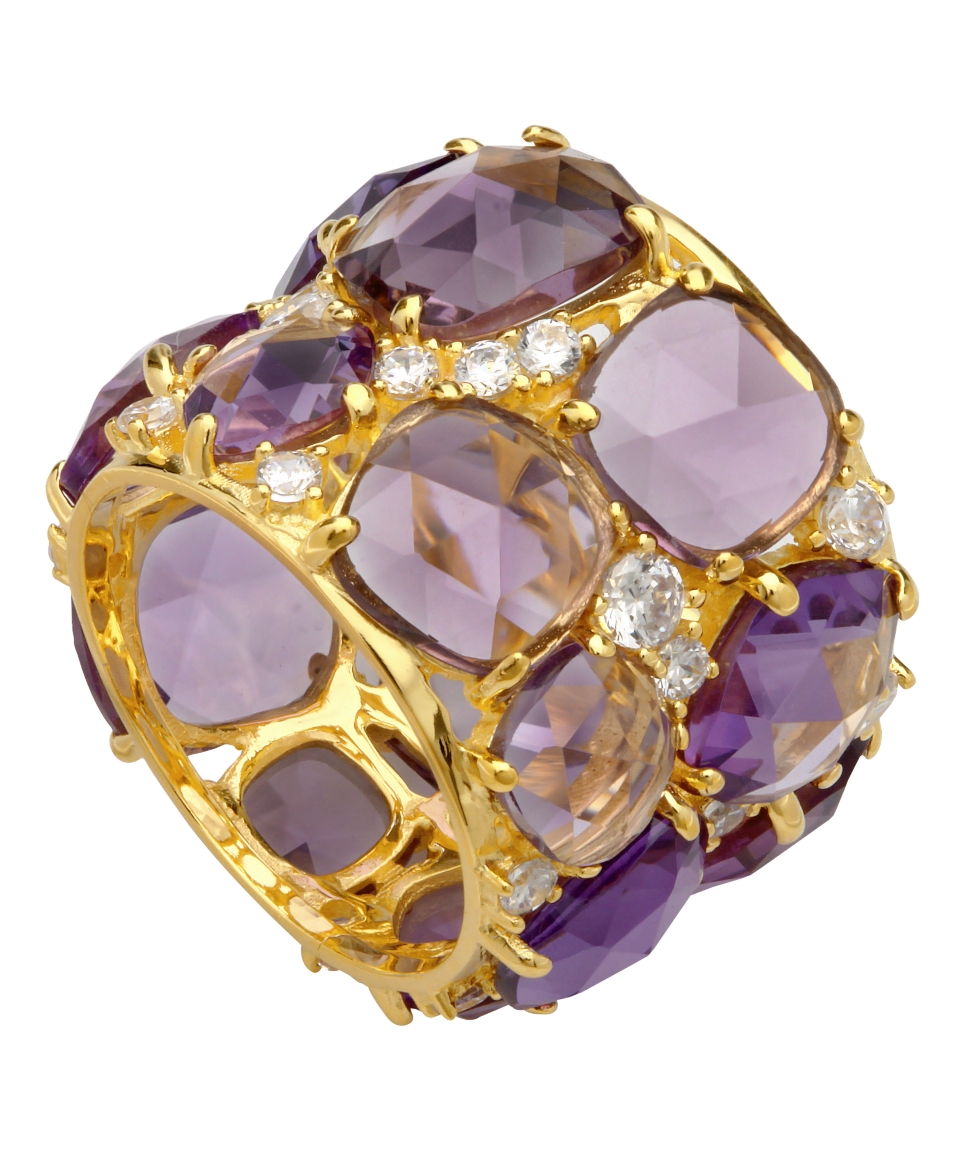 CRISLU Ring, 18k Gold over Sterling Silver Lavender Cubic Zirconia