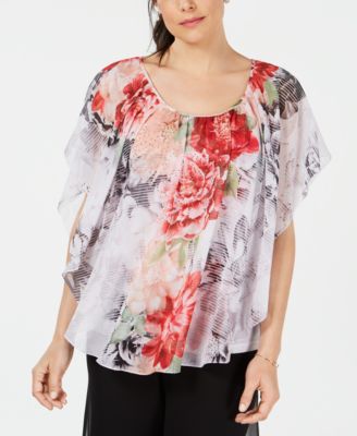 macy's poncho tops