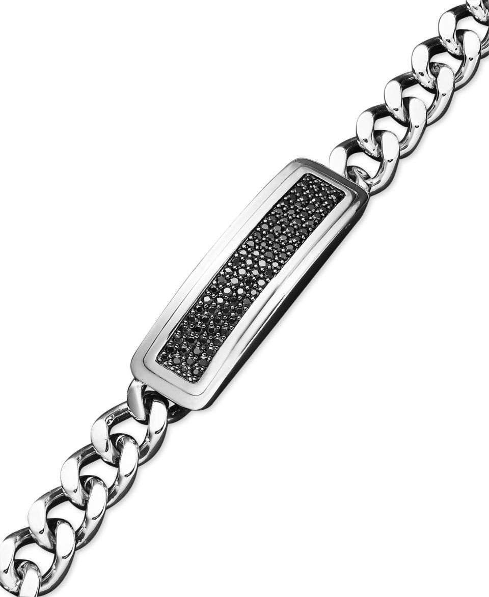 Mens Sterling Silver Bracelet, Black Sapphire Bracelet, Black Sapphire (19 1/2 ct. t.w.) Bracelet   Bracelets   Jewelry & Watches