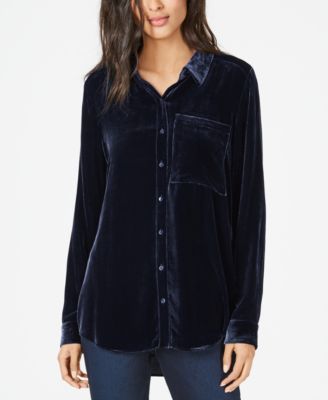 eileen fisher long velvet shirt