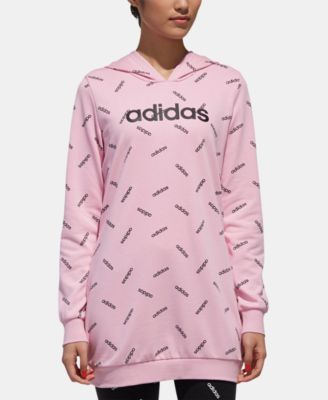 adidas logo print tunic hoodie