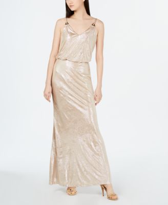 calvin klein metallic blouson gown