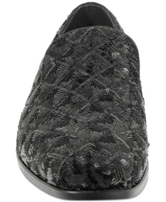 black sequin slip on shoes