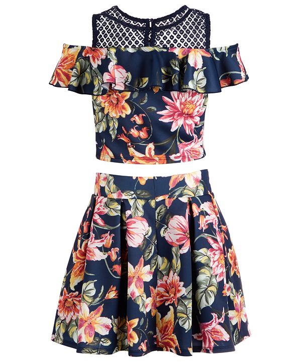 Beautees Big Girls FloralPrint Top & Skirt Set & Reviews All Girls