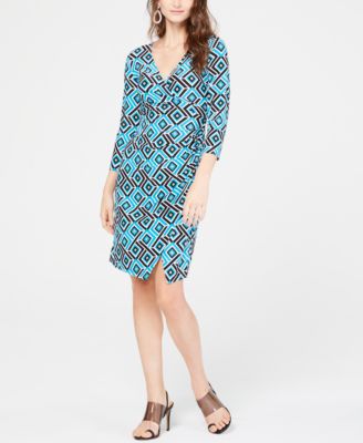 geo print wrap dress