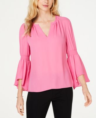 smocked bell sleeve top