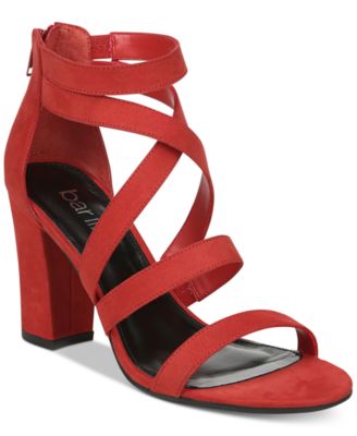 red block strappy heels