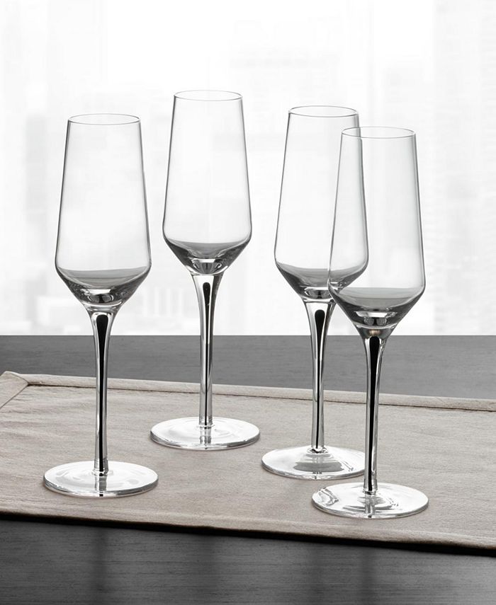 Hotel Collection Black Stem Champagne Glasses, Set of 4, Created for