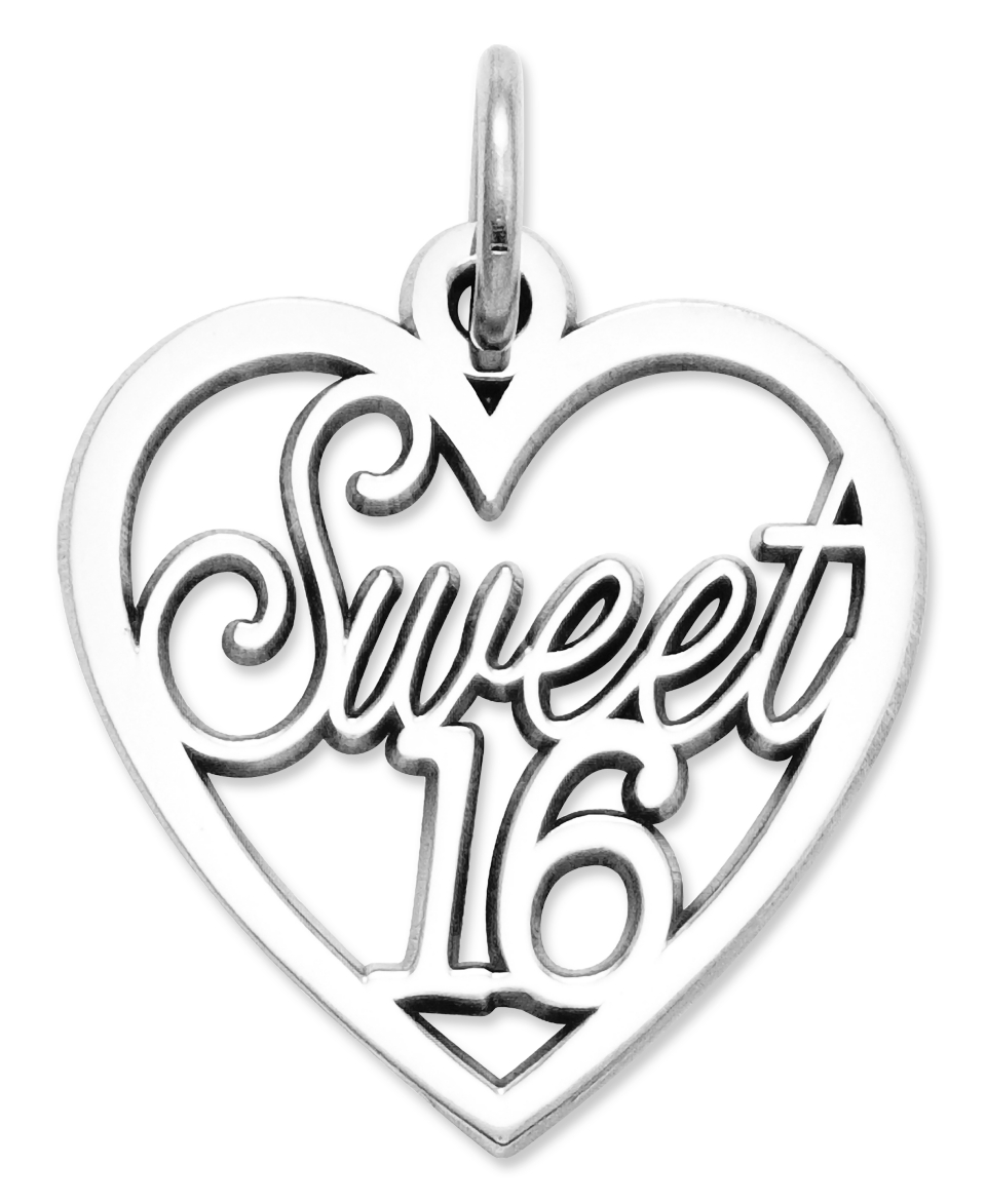14k White Gold Charm, Sweet 16 Heart Charm   Bracelets   Jewelry