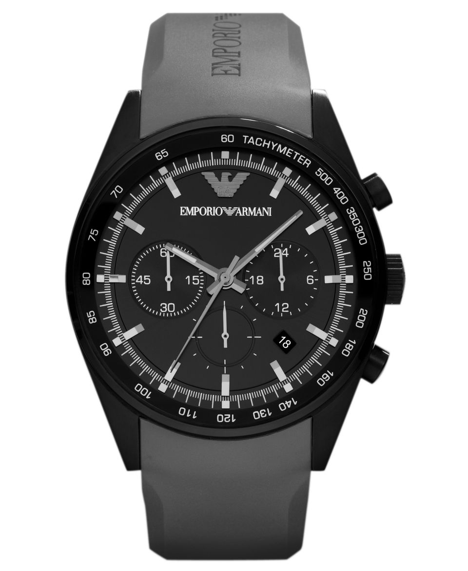 Emporio Armani Watch, Mens Chronograph Gray Rubber Strap 43mm AR5978