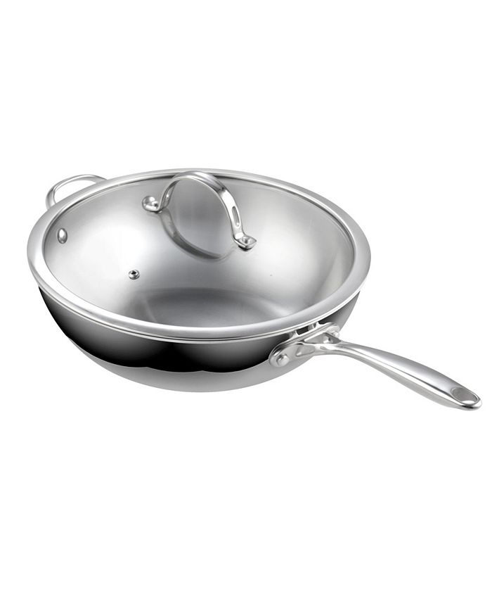 Cooks Standard 12" MultiPly Clad Stainless Steel Wok Stir Fry Pan with