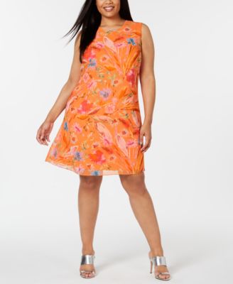calvin klein floral a line dress