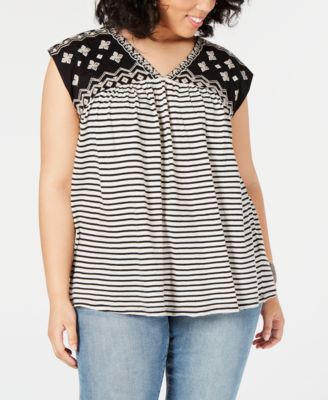 macys lucky brand plus size tops