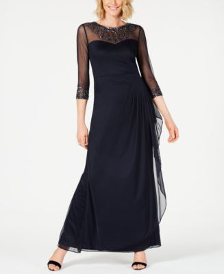 Alex Evenings Illusion Embellished A-Line Gown & Reviews - Dresses ...