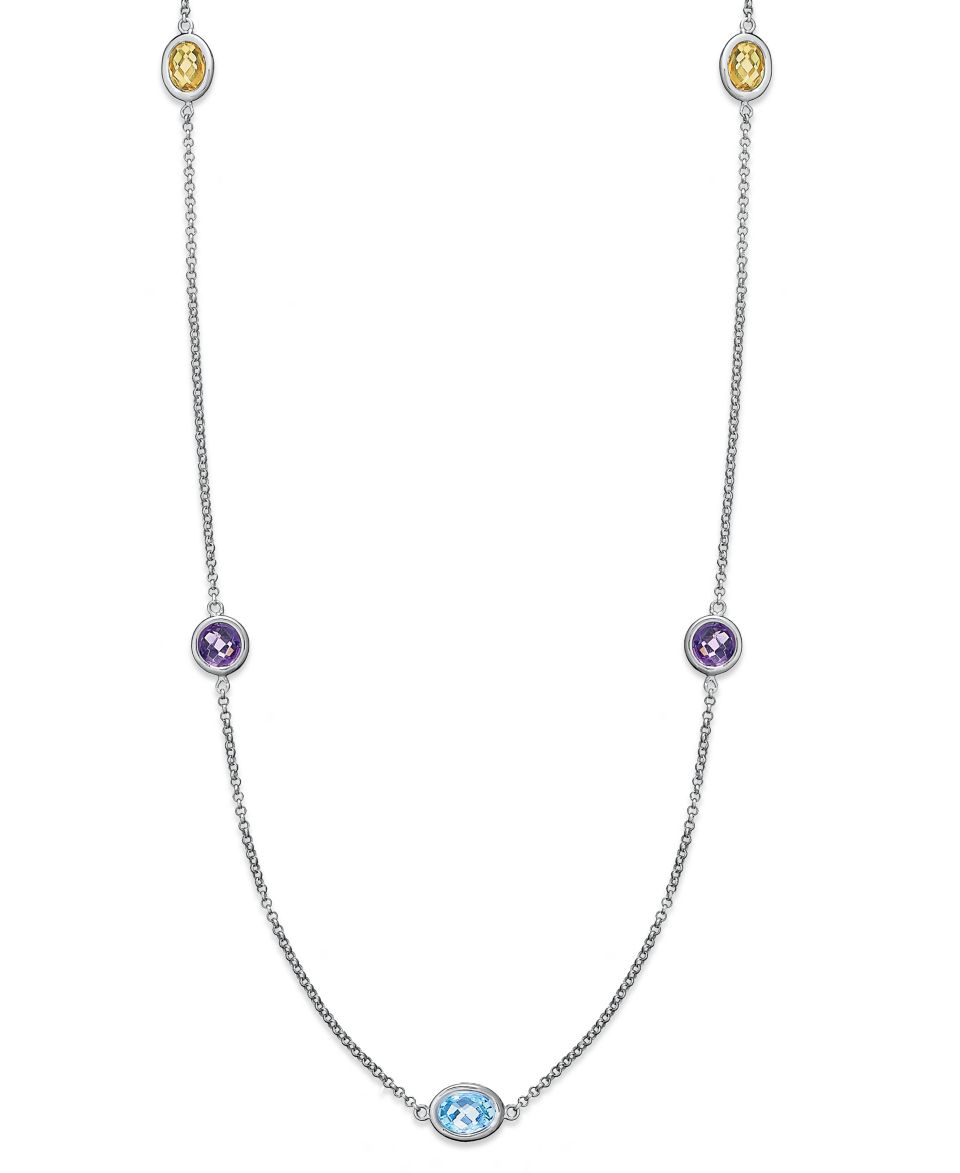 Sterling Silver Necklace, 36 Multistone Station Necklace (12 ct. t.w