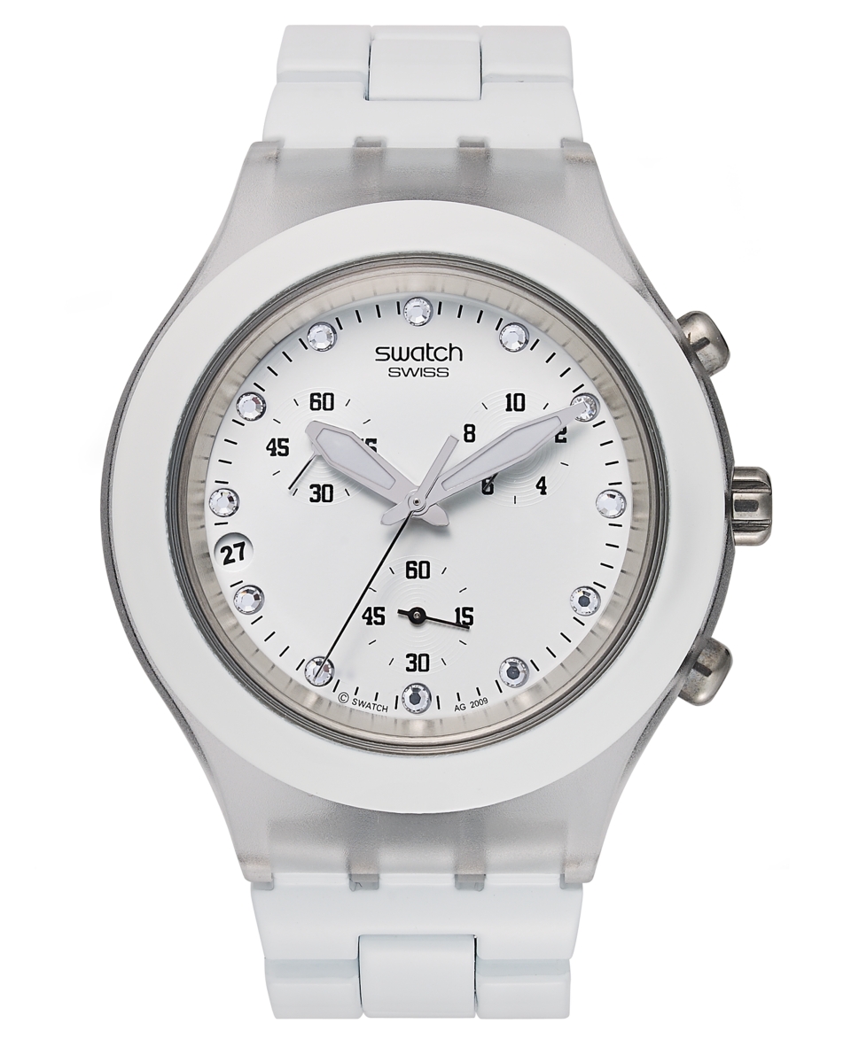 Swatch Watch, Unisex Swiss Chronograph Full Blooded White Aluminum