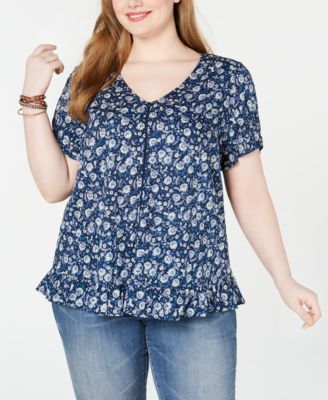 macys lucky brand plus size tops