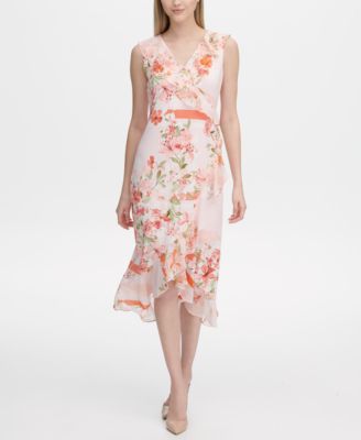 calvin klein floral a line dress