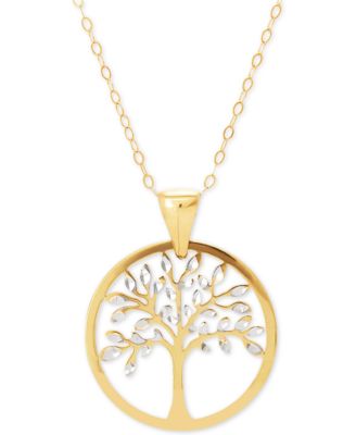 Italian Gold Family Tree Two-Tone 18 