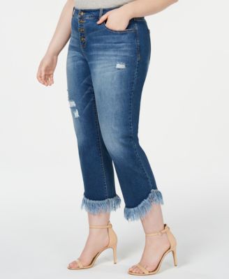 plus size fringe hem jeans