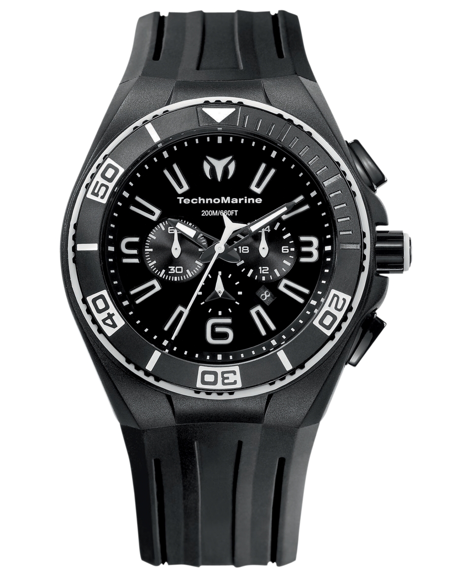 TechnoMarine Watch, Unisex Swiss Chronograph Black Silicone Strap 45mm