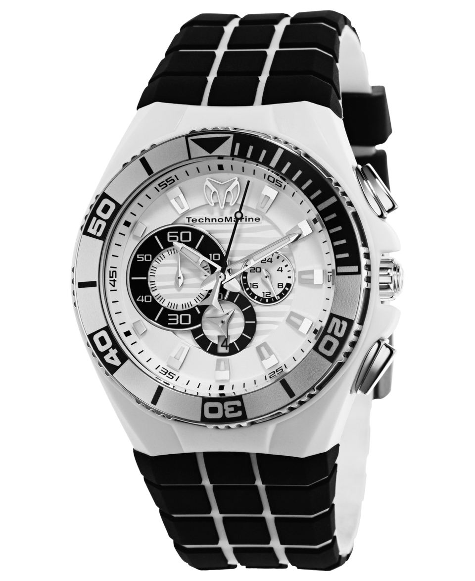 TechnoMarine Watch, Unisex Swiss Chronograph White and Black Silicone