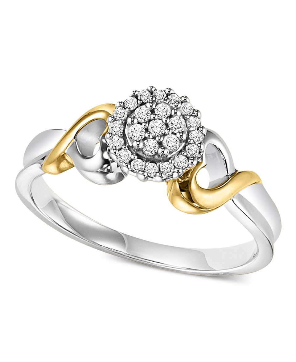 Diamond Engagement Ring, Sterling Silver and 14k Yellow Gold Diamond Heart Ring (1/8 ct. t.w.)   Rings   Jewelry & Watches