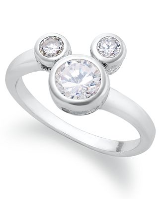 Disney Sterling Silver Ring, Mickey Mouse Cubic Zirconia Ring (1/3 ct ...