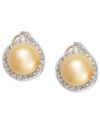 simple gold pearl earrings