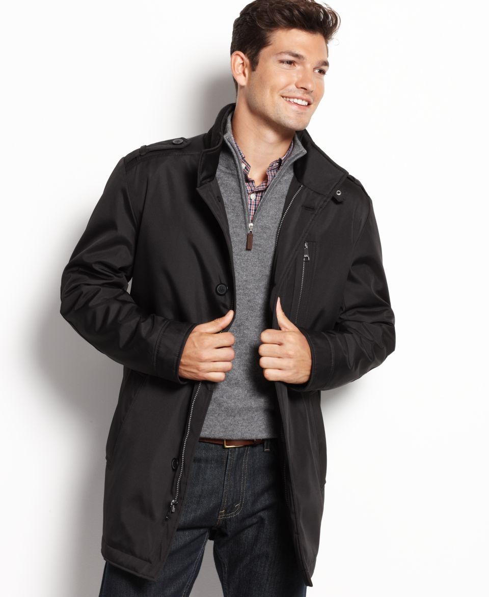 Calvin Klein Coat, Keagan Black Raincoat   Mens Coats & Jackets   