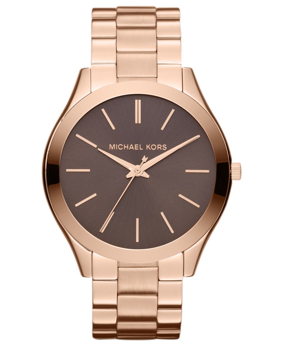 Michael Kors Watch, Womens Slim Runway Rose Gold Tone Stainless Steel