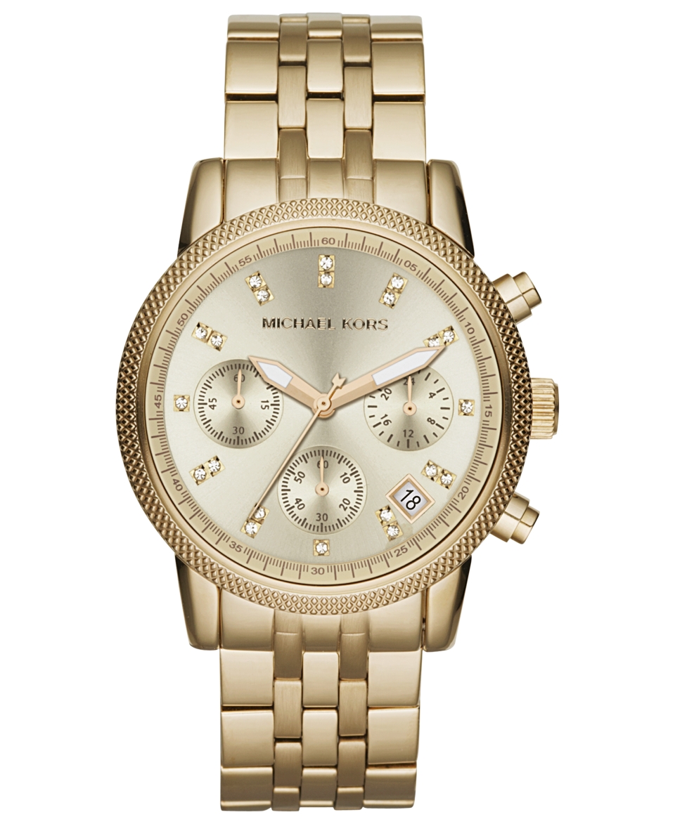 Michael Kors Watch, Womens Chronograph Ritz Gold Tone Stainless Steel