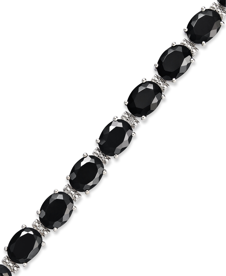 Sterling Silver Bracelet, Onyx (18 3/4 ct. t.w.) and Diamond Accent