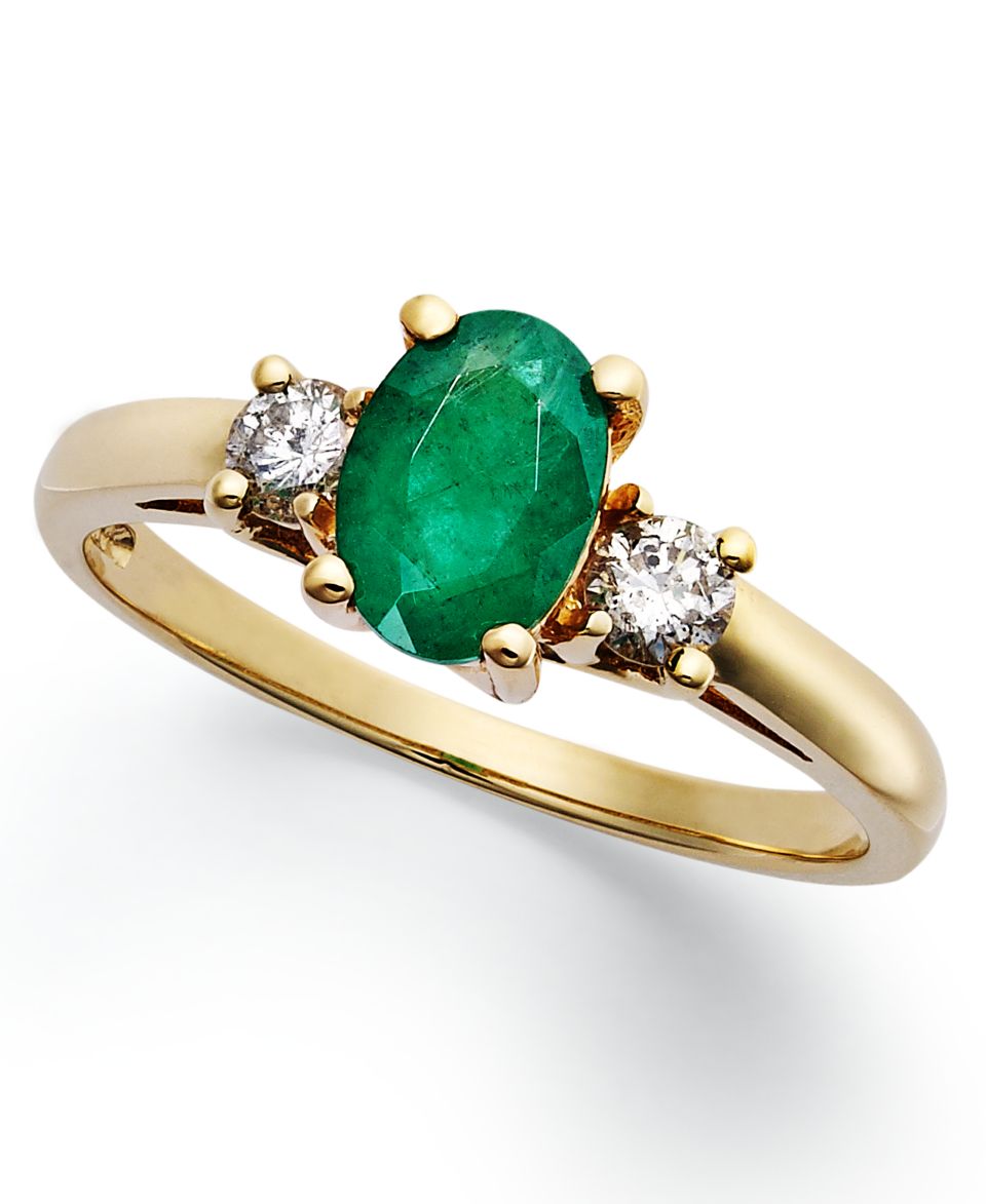 14k Gold Ring, Emerald (7/8 ct. t.w.) and Diamond (1/5 ct. t.w.) 3