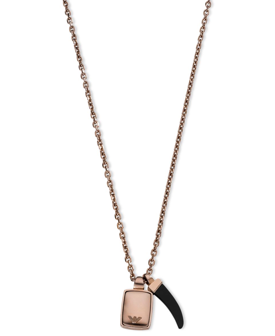 Emporio Armani Necklace, Mens Rose Gold Ion Plated Stainless Steel