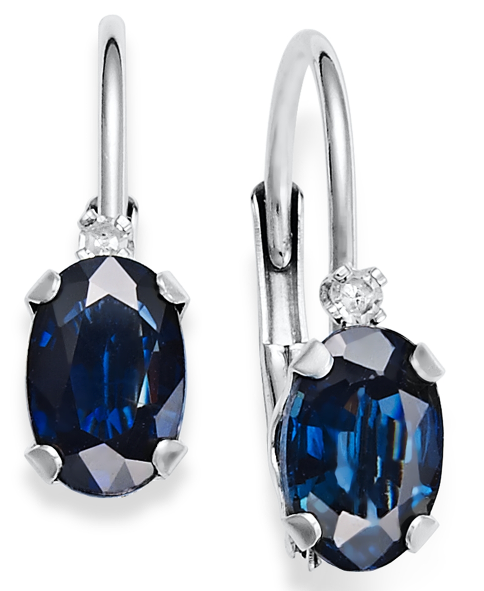 14k White Gold Earrings, Sapphire (1 1/4 ct. t.w.) and Diamond Accent